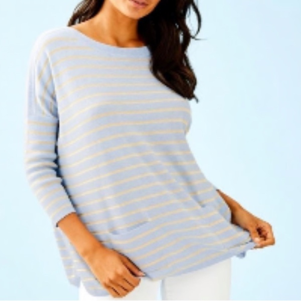 Lilly Pulitzer Vibrant Blue and Metallic Gold Codo Sweater